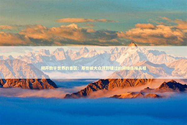 揭开数字世界的盲区：那些被大众视野错过的网络连接真相